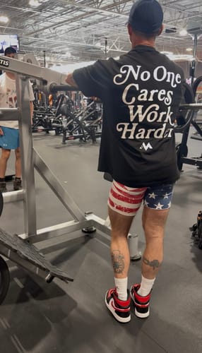 Customer photo review of 'NO ONE CARES WORK HARDER' TEE - JET BLACK