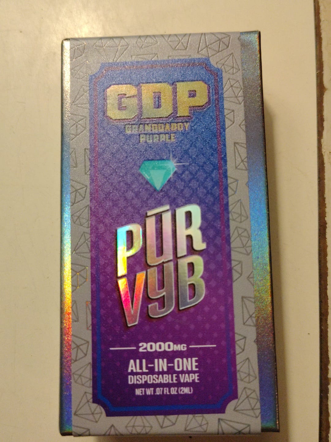 Customer photo review of PUR VYB - 2G THCa Live Resin - Granddaddy Purple (Indica)