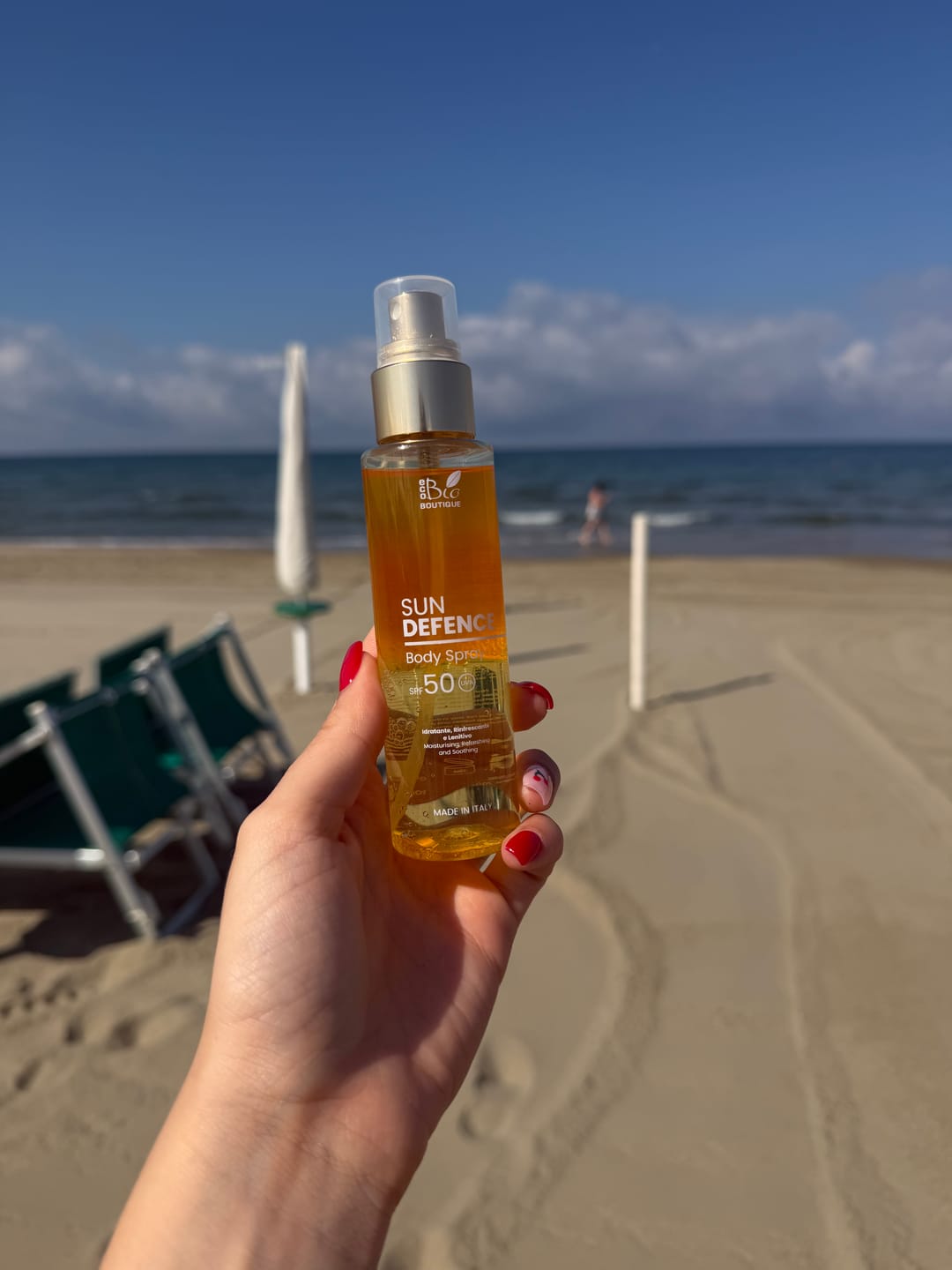 Customer photo review of Sunscreen Body Spray SPF50 - Sun Defence