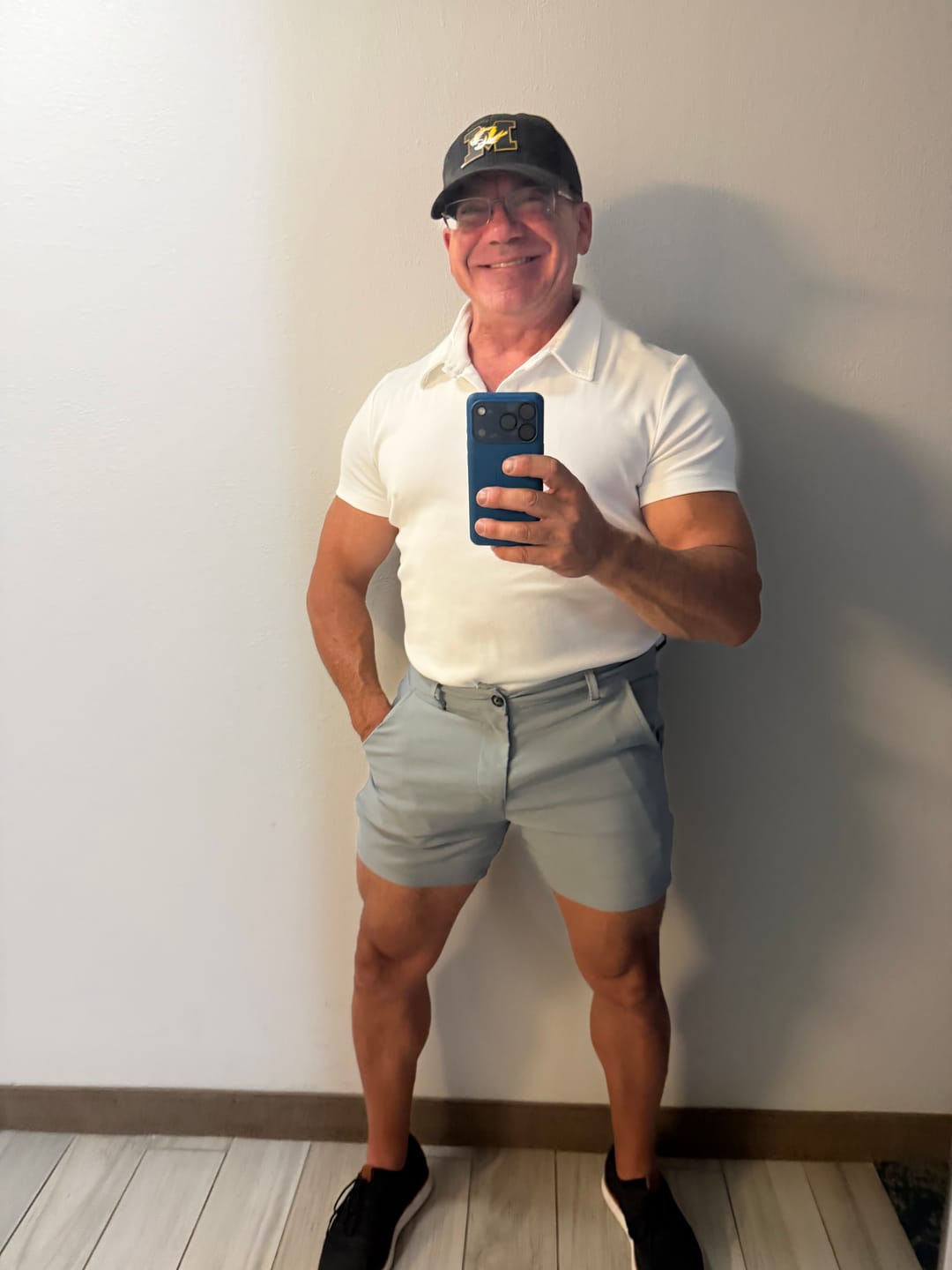 Customer photo review of Stretch Knit Polo - Linen Blue