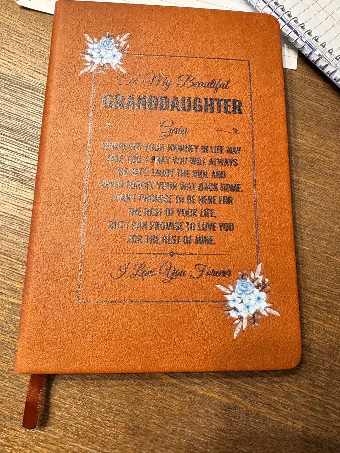 Customer photo review of To My Granddaughter Birthday Gifts – Personalized Leather Journal Keepsake for Granddaughter