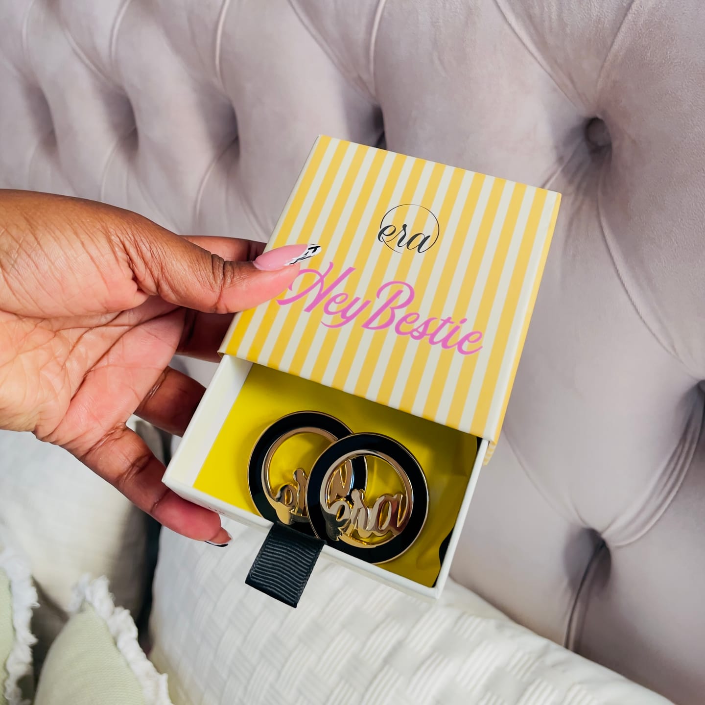 Customer photo review of Gold Diva Earrings