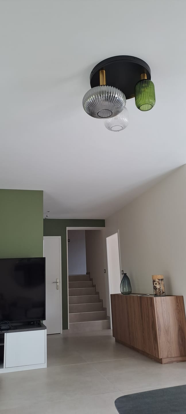 Customer photo review of Plafonnier en verre vintage CRISTALI | 3 luminaires à personnaliser