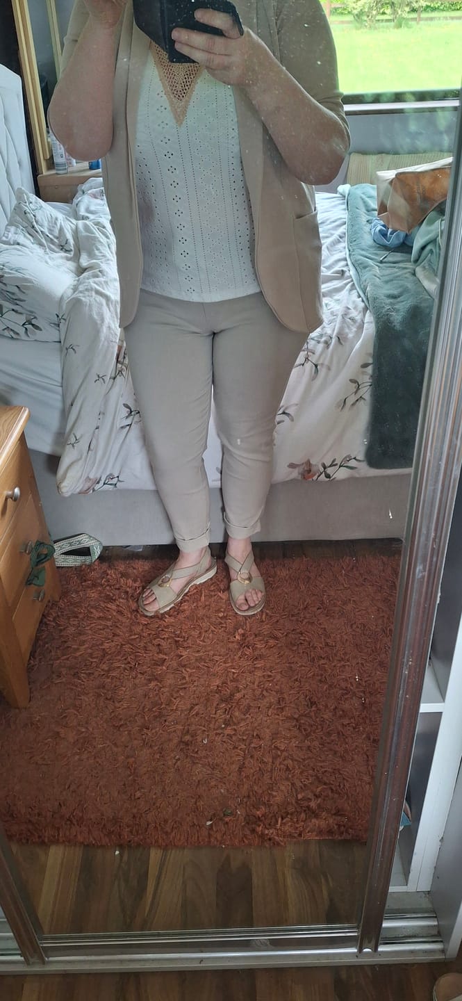 Customer photo review of Caroline Beige Chino Joggers