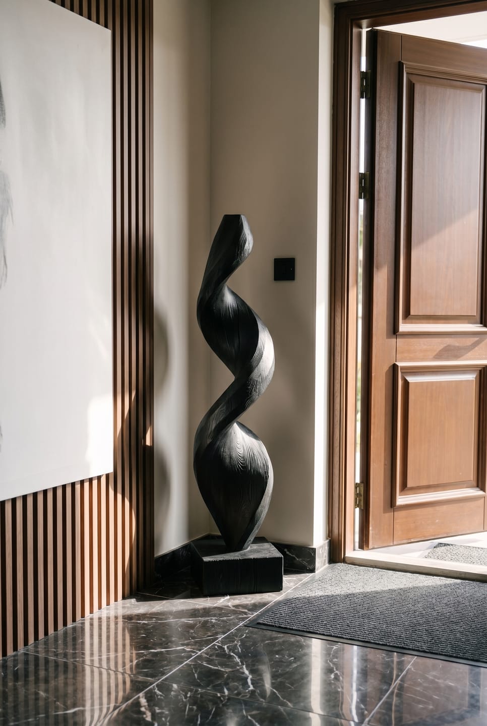 Customer photo review of Abstract Wood Sculpture With Tall Fluid Ribbon Form