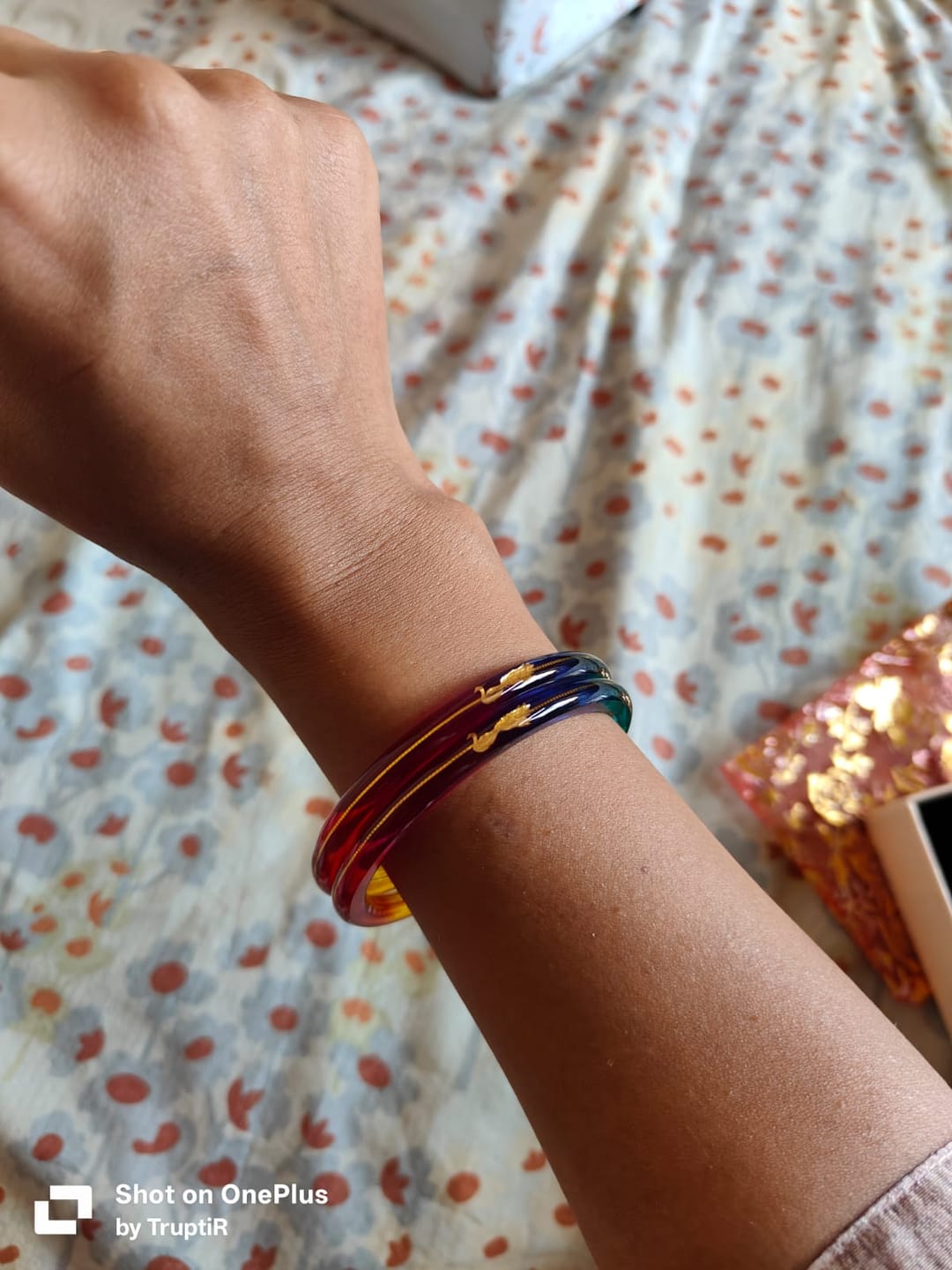 Customer photo review of "Mayur A Colorful Peacock Style!" - 916 22k Gold Bangles (Multicolour)
