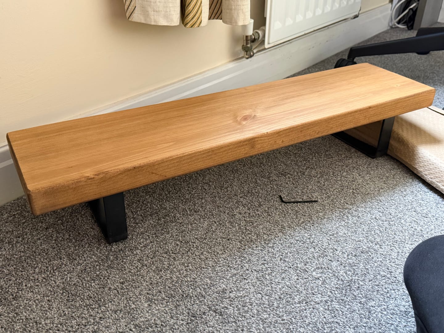 Customer photo review of Rustic Monitor Stand | Metal Sides