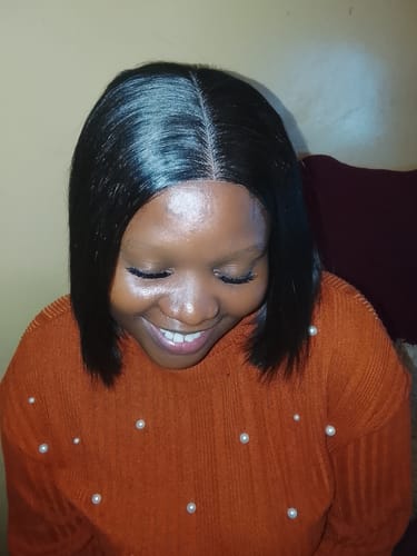 Customer photo review of Budget Vietnamese Super Double Drawn Bone Straight 2x6 Closure 10" Natural Black Wig