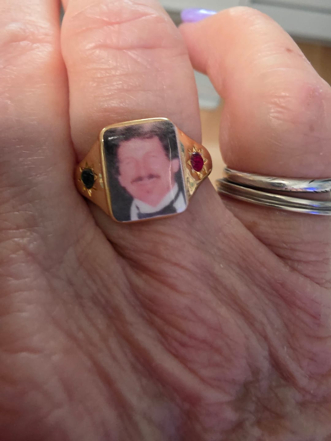 Customer photo review of Personalized Photo Birthstone Custom Ring