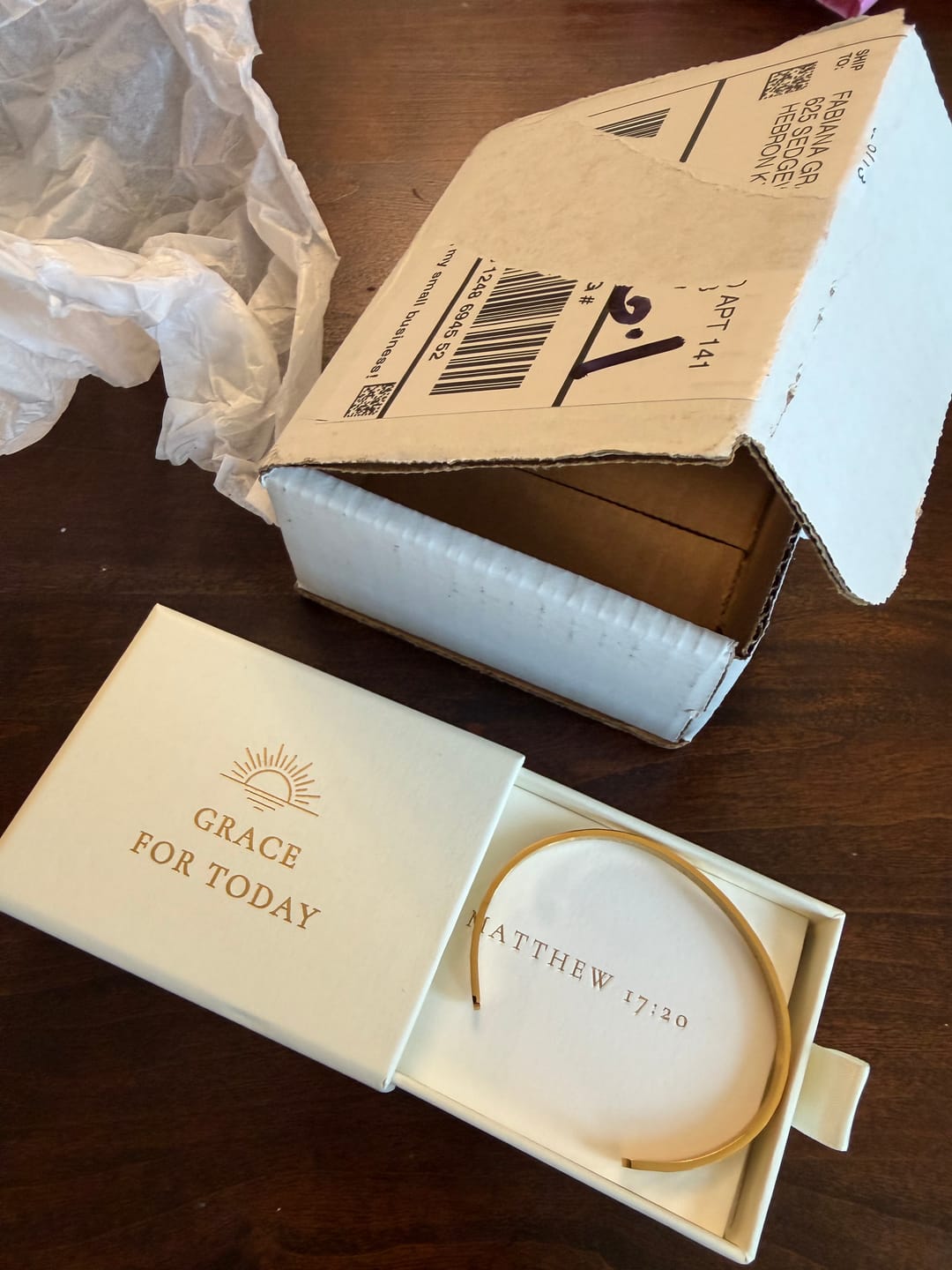 Customer photo review of Mustard Seed Bar - Necklace