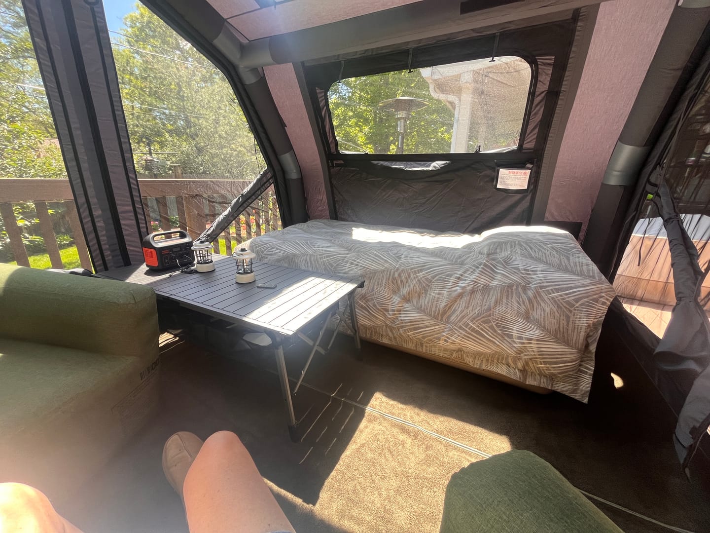 Customer photo review of Coody 10.0 PRO Gray Premium Family Inflatable Canvas Tent (2-4 Person)