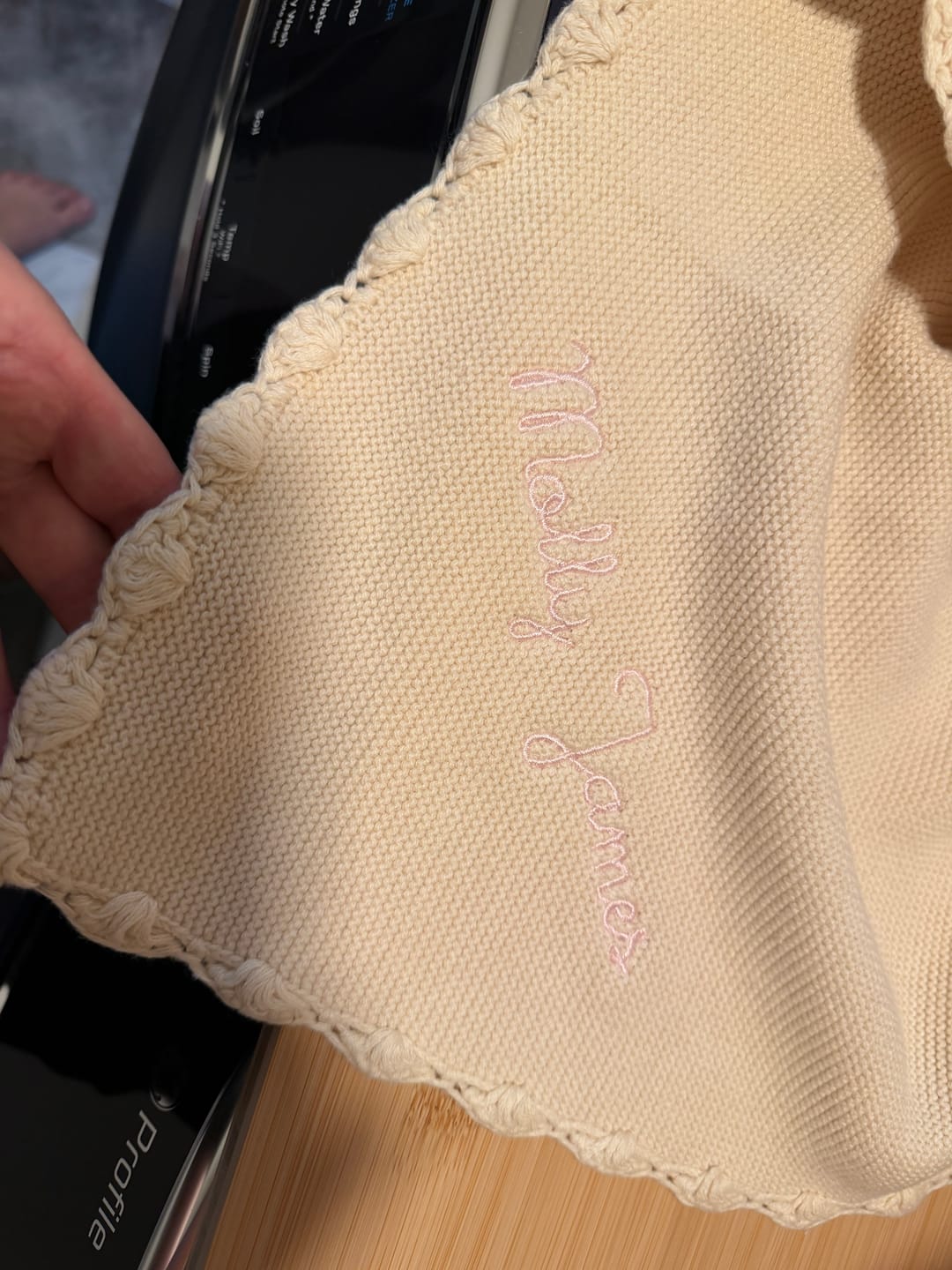 Customer photo review of Cotton Knit Baby Blanket - Ivory
