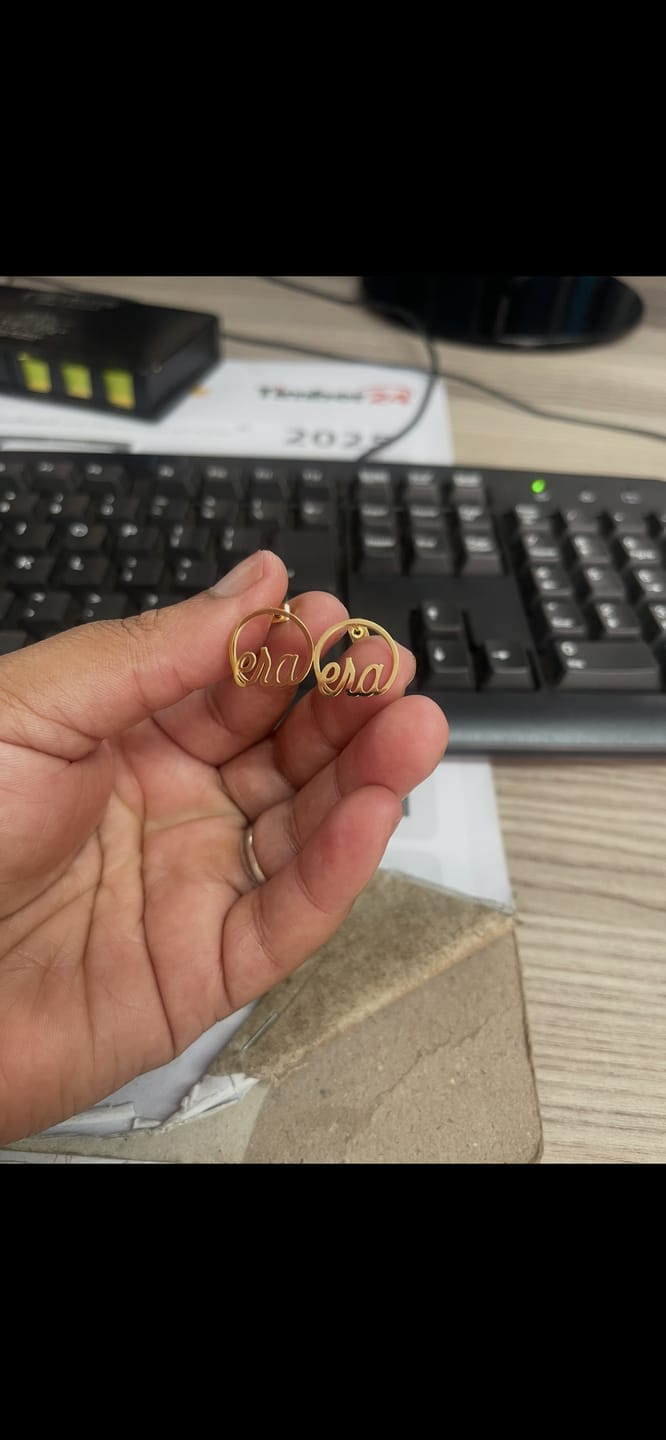 Customer photo review of Gold Era Logo Studs