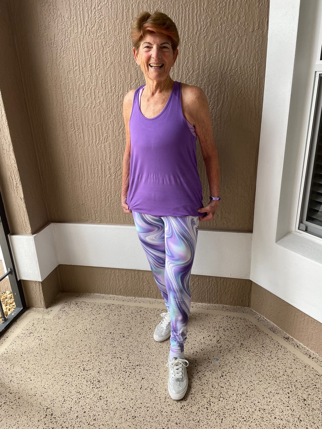 Customer photo review of Printed Liquid Chrome Effect Yoga Leggings