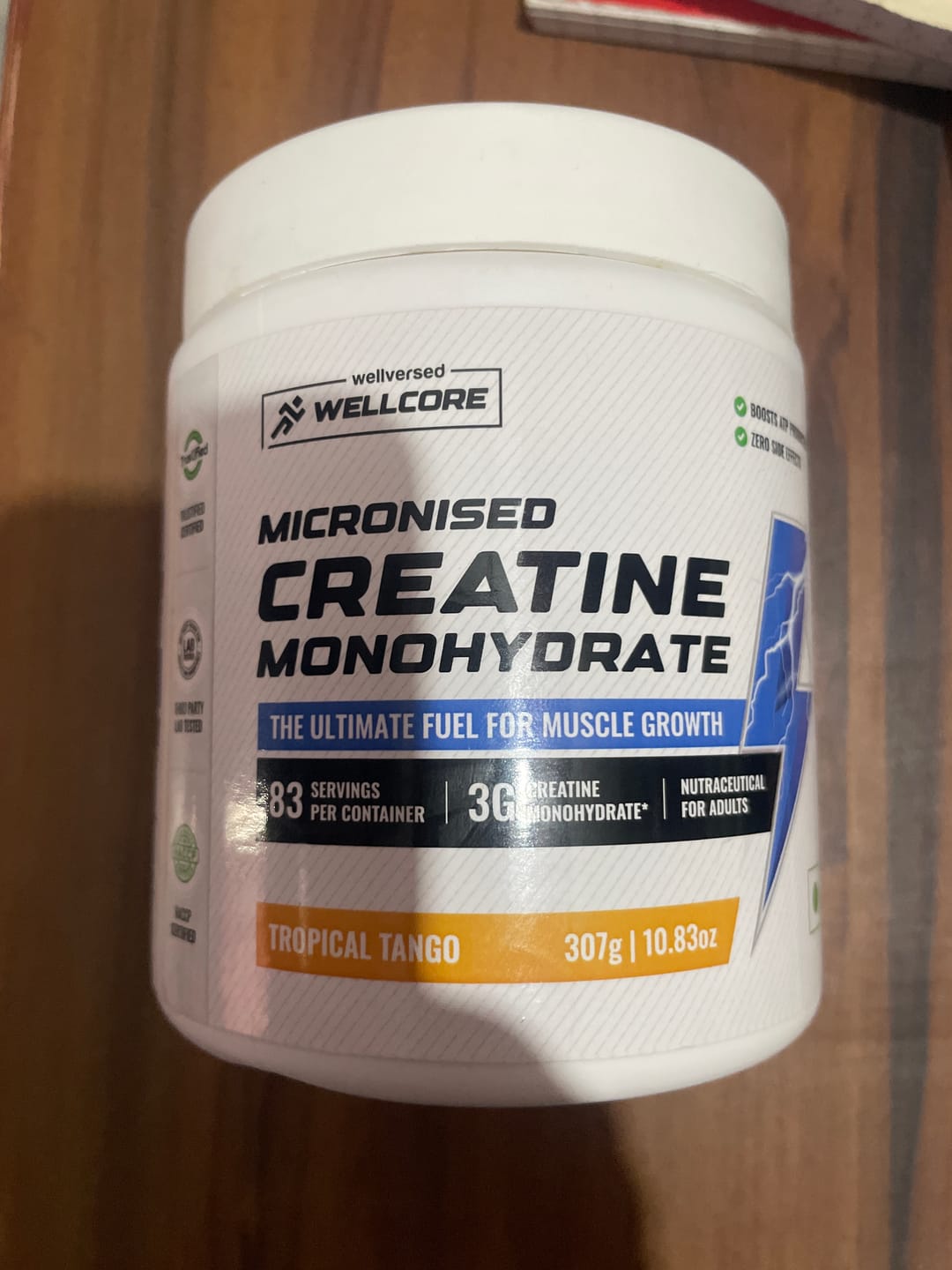 Customer photo review of Wellcore - Micronised Creatine Monohydrate (83 Servings, Tropical Tango) + Premium Steel Shaker