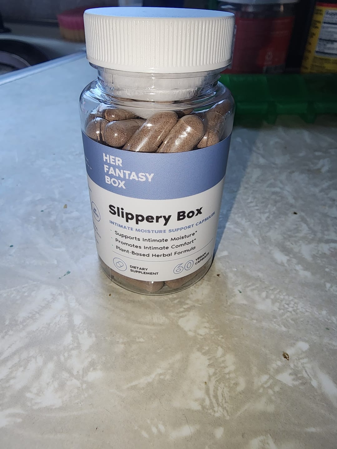 Customer photo review of Slippery Box - Extra Moisture Support Capsules