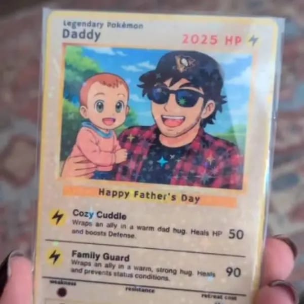 Customer photo review of Classic Vibe Custom Pokémon Card for 2026 Father's Day - Anime Styles Personalized Pokémon Card for Dad - Perfect  Pokémon Card from Wife & Kids - CPC-109