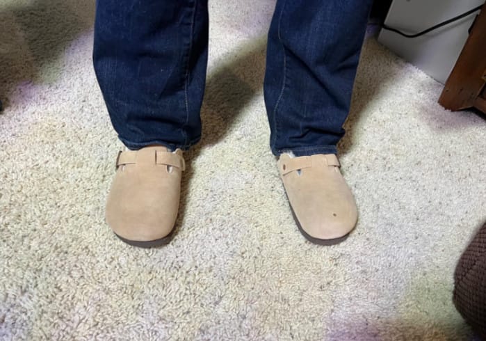 Customer photo review of Pantoufles Boston en Daim Doublées de Fourrure