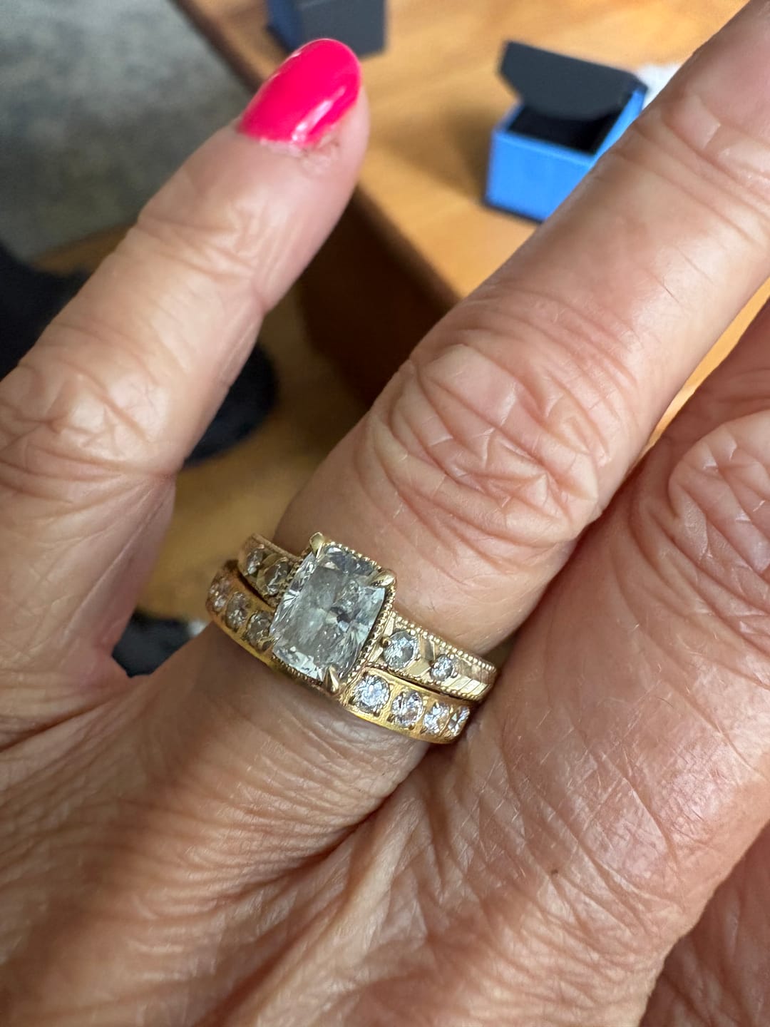 Customer photo review of 3mm - Titanium Yellow Gold Full Eternity White Diamond Ring