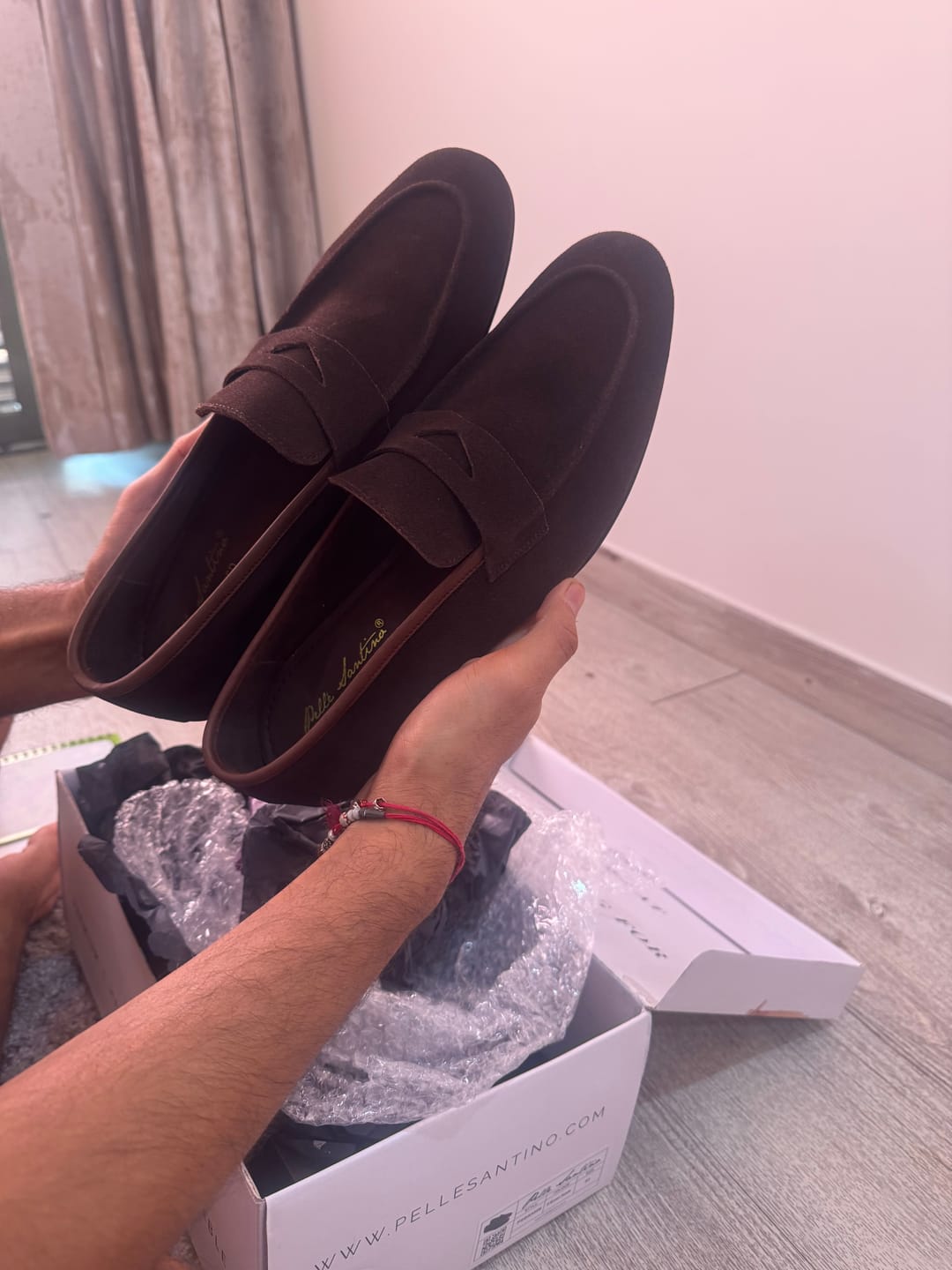 Customer photo review of Brown Suede Penny Loafers - Ultra-Flex