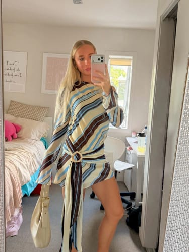Customer photo review of Valentina Striped Collar Mini Dress