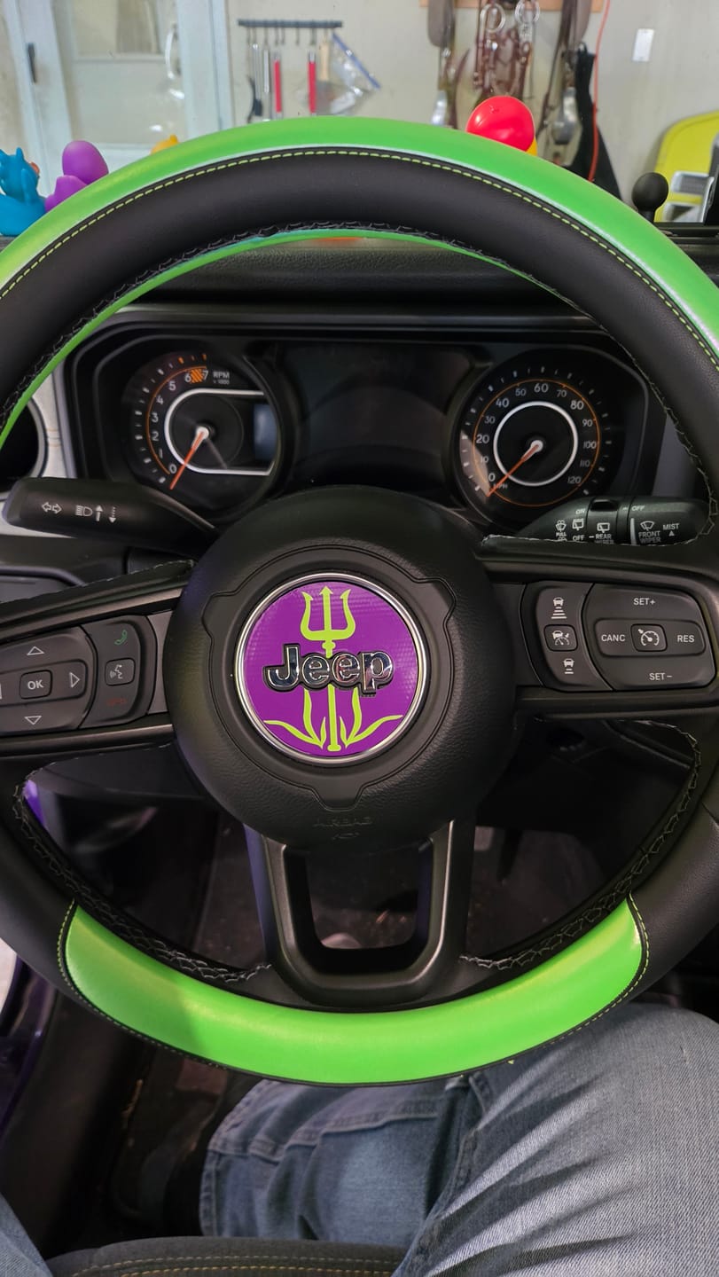 Customer photo review of Design Your Own Steering Wheel Decal for Jeep