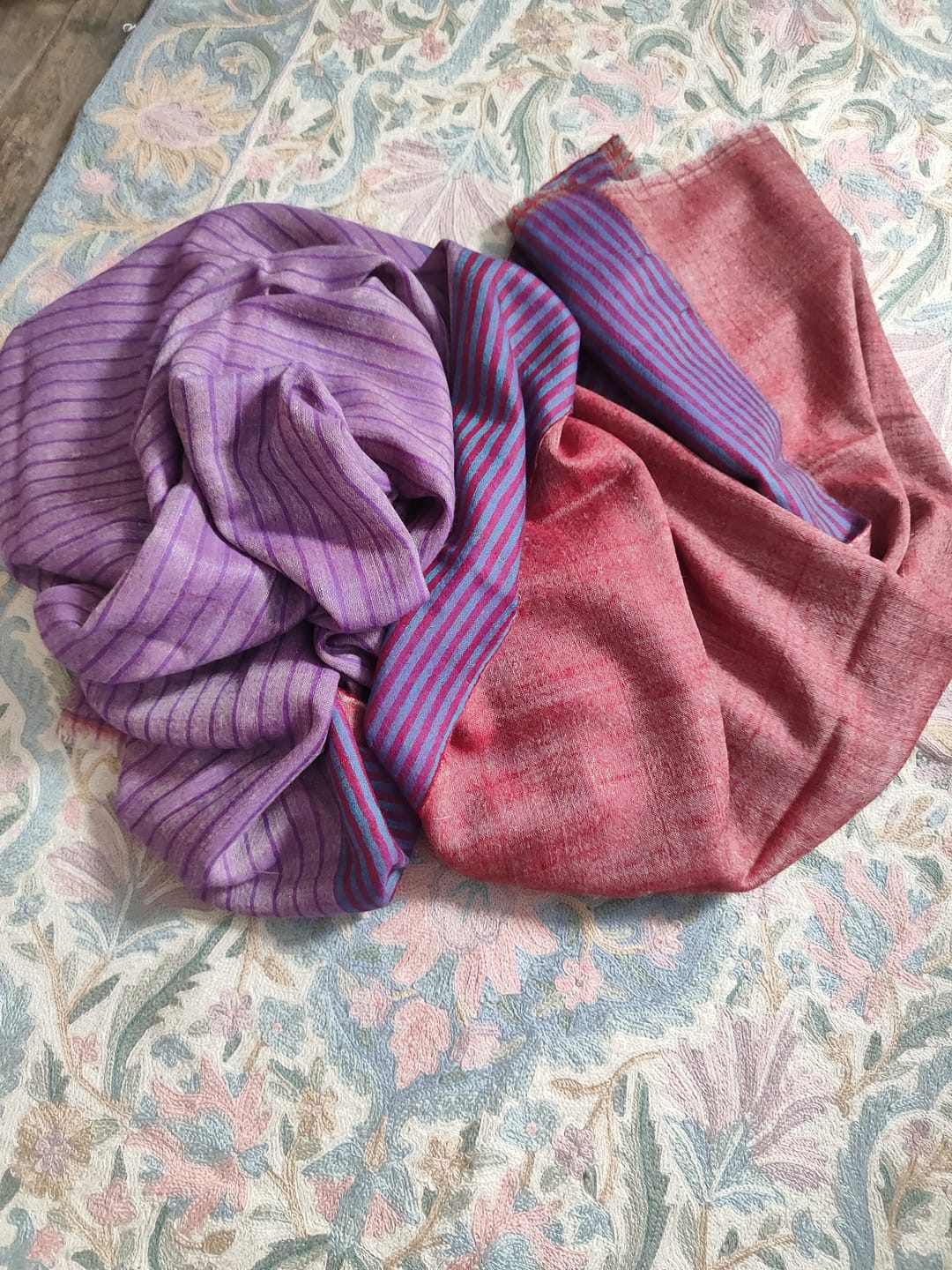 Customer photo review of Authentic Kashmiri Pashmina Shawl with Subtle Two Leaf Pattern