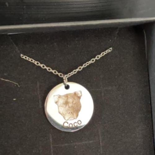 Customer photo review of Custom Pet Portrait Necklace