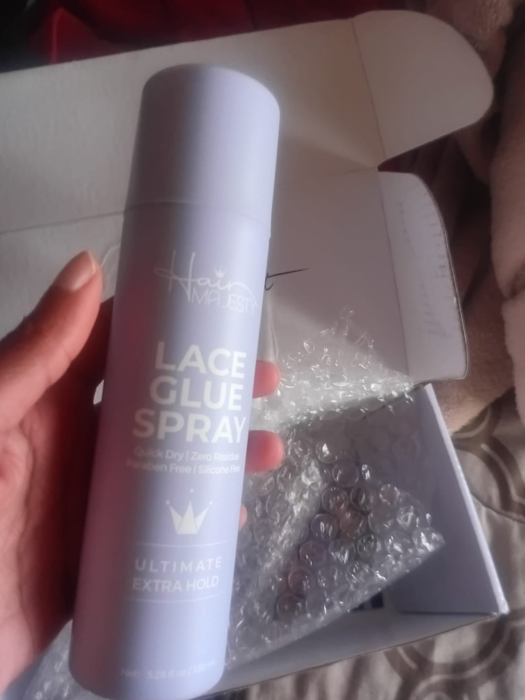 Customer photo review of Majestic Hold Ultimate Extra Hold Lace Glue Spray