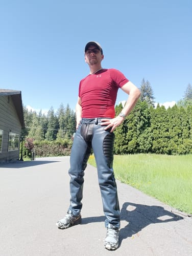 Customer photo review of Dominion Leather Pants