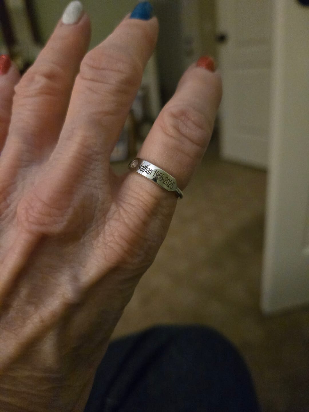 Customer photo review of For Memorial - Personalized Birthstone Name Memorial Ring