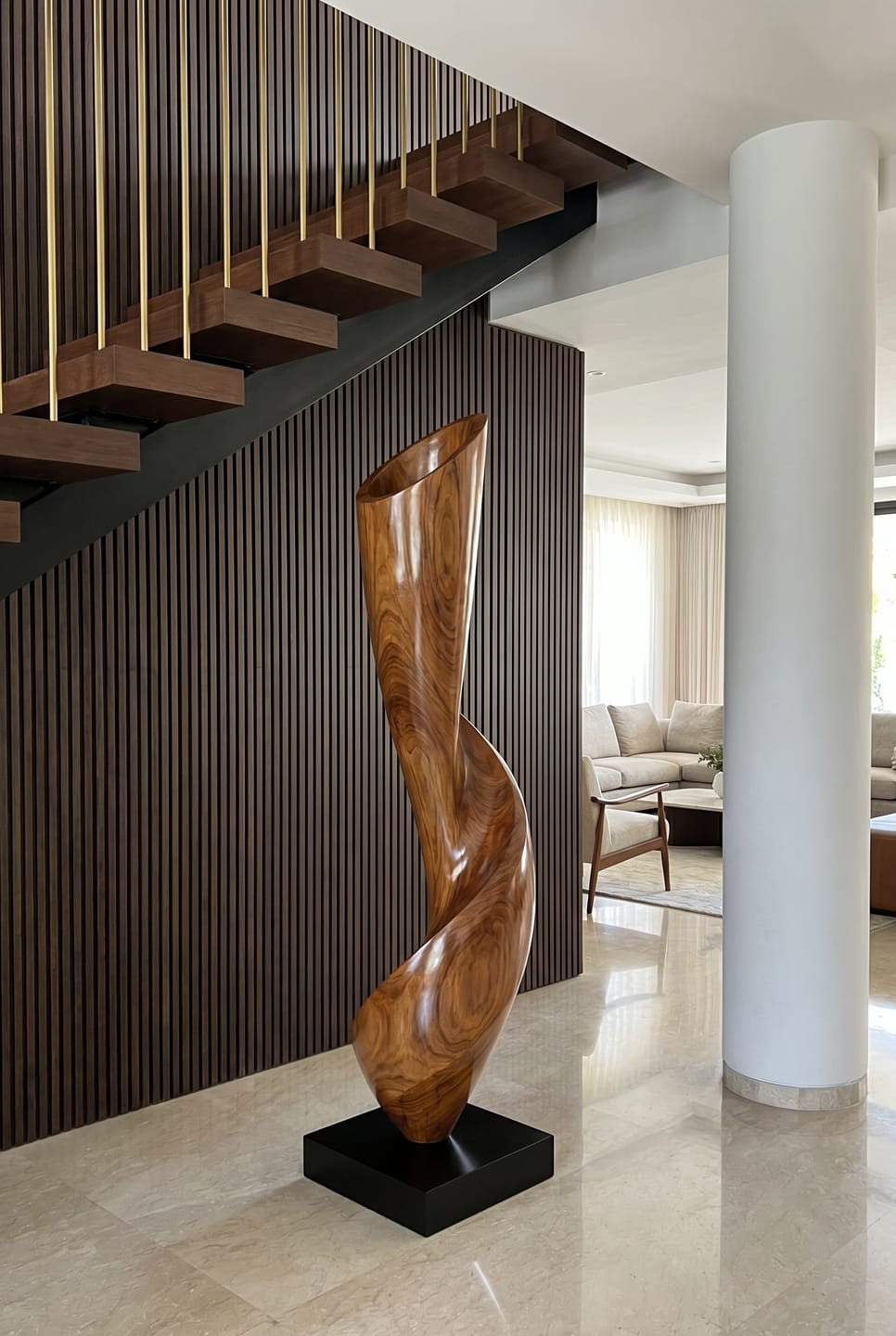 Customer photo review of Abstract Wood Sculpture With Tall Spiral Twist Form