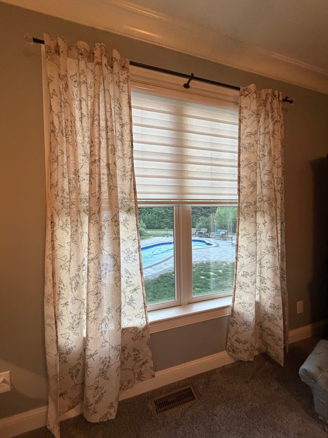 Customer photo review of Modern Toile Floral & Insect Linen Curtains