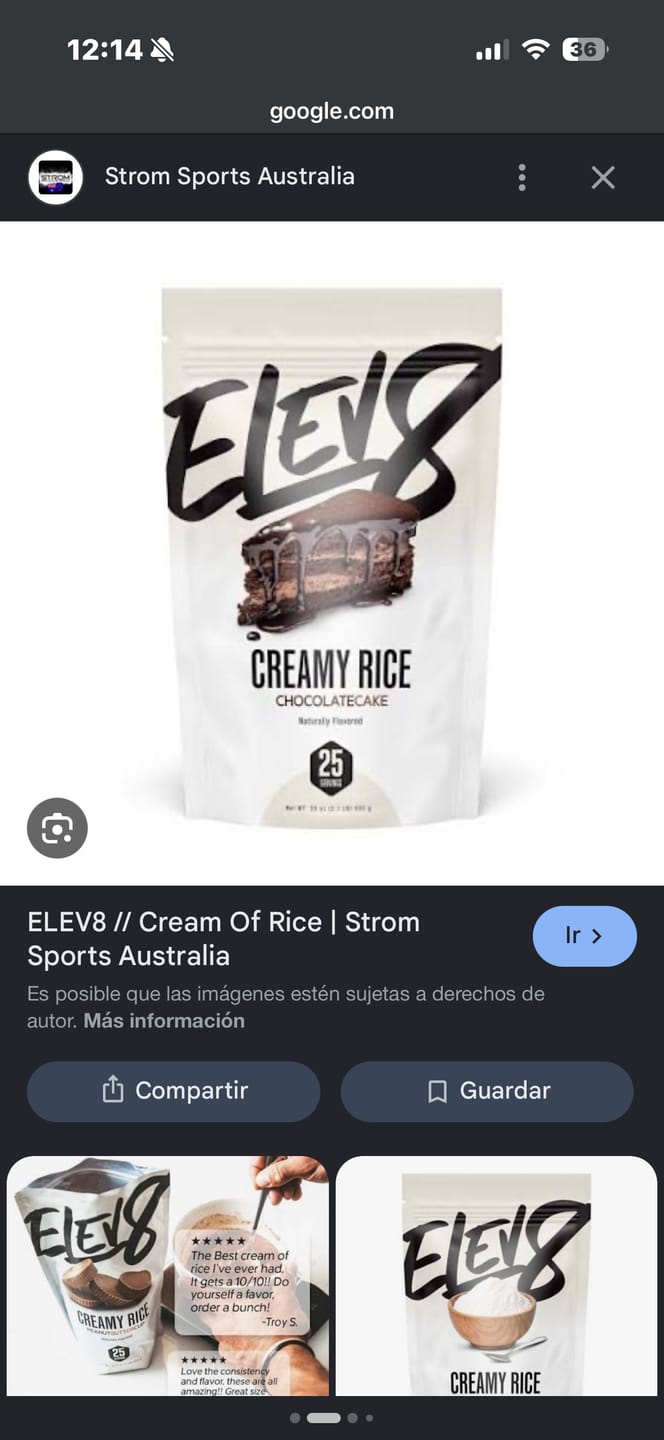 Customer photo review of ELEV8 CREMA DE ARROZ 25 SERV