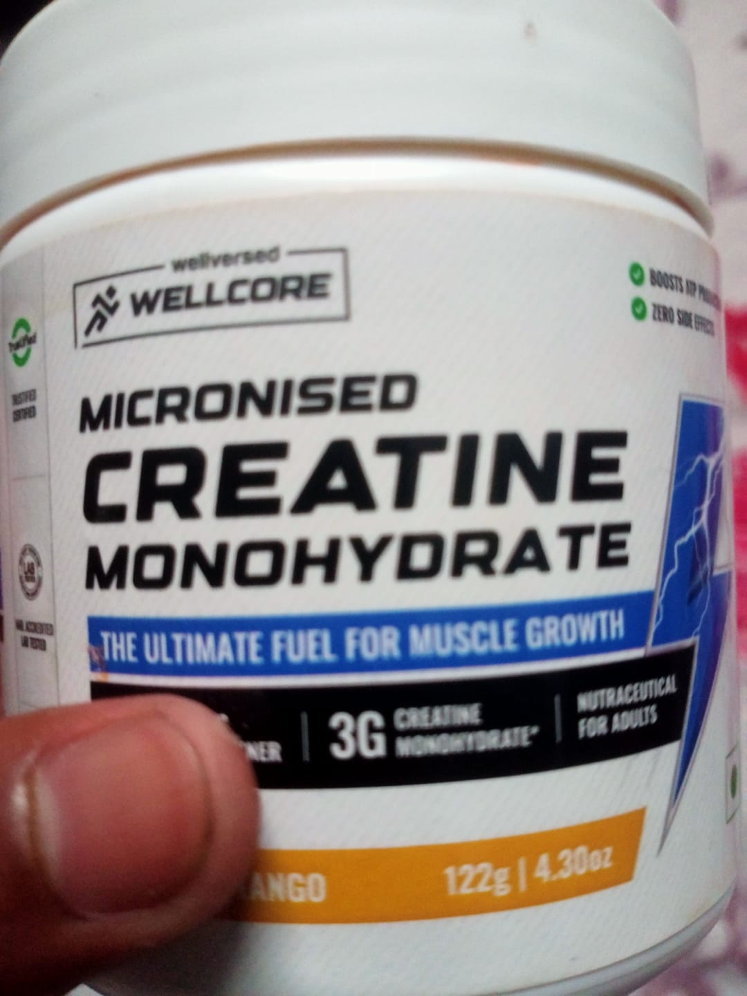 Customer photo review of Wellcore - Pure Micronised Creatine Monohydrate (122g, 33 Servings) Tropical Tango