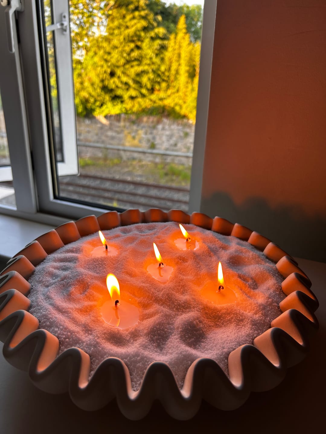 Customer photo review of Beige Ceramic Vase for Candle Sand