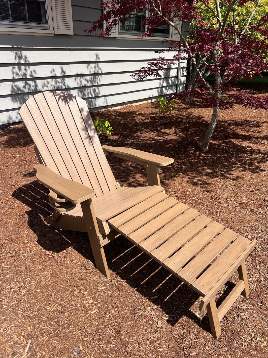 Customer photo review of Folding Adirondack Chair with Built in Footrest & Cup/Wine Holders King Size