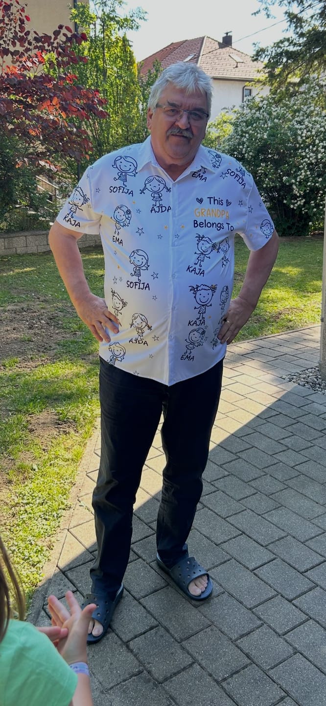 Customer photo review of Personalized Hawaiian Shirt- This Grandpa Belongs To Doodle