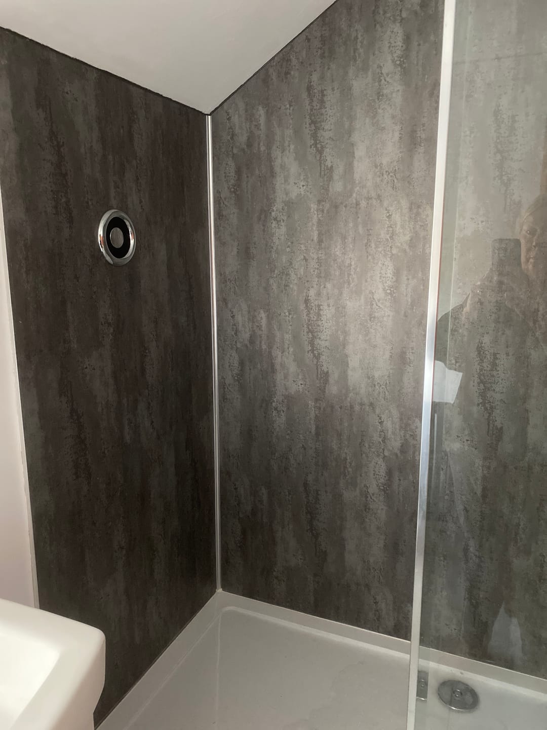 Customer photo review of Premium Black Graphite Matt Shower Wall Panel – 1M x 2.4M