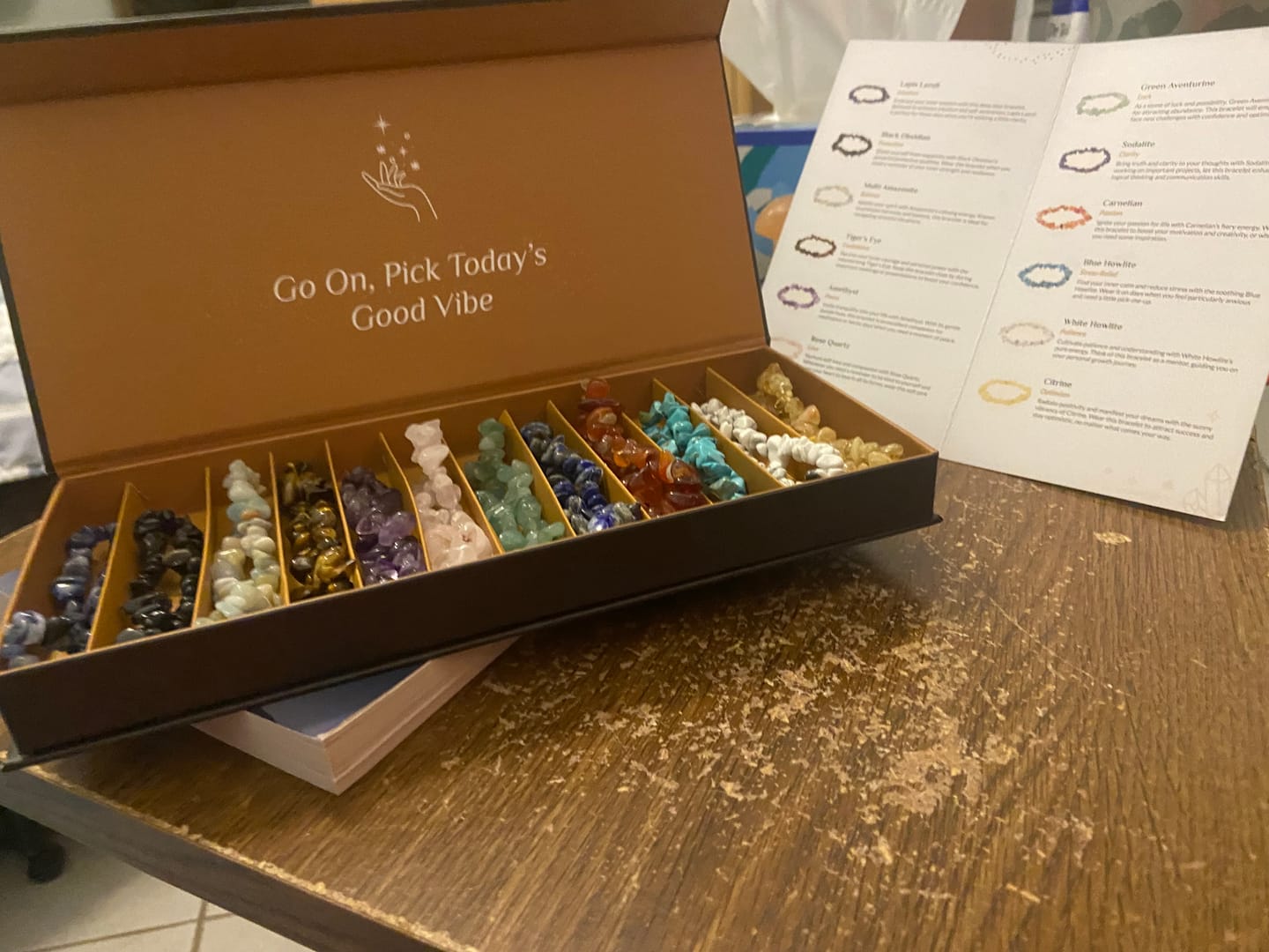 Customer photo review of 12 Natural Crystal Bracelets + Box (FREE GIFT)