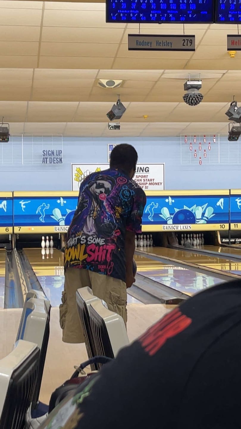 Customer photo review of Maxcorners Bowling Panda Graffiti Multicolor Options Personalized Name, Team Name 3D Shirt (4 Colors)