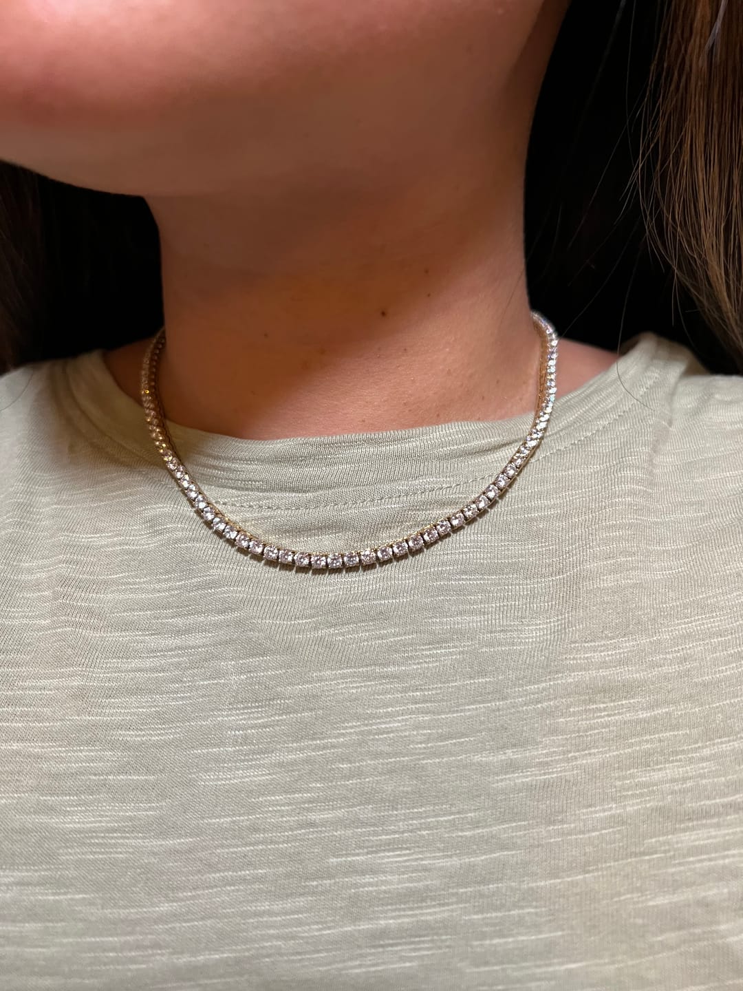 Customer photo review of Luxe Tennis Necklace