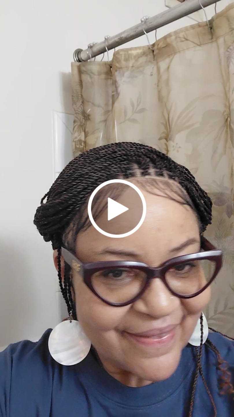 Customer video review of Tina - Senegalese Mini Twist Braided Wig 14" Full Hand-tied Swiss HD Lace With Curly Ends - Human Baby Hair