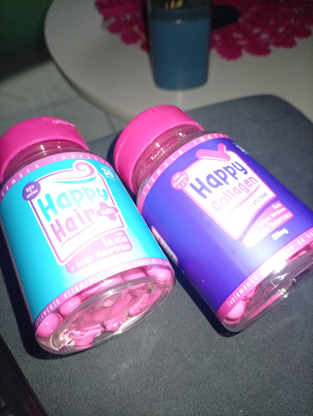 Customer photo review of Happy Hair 3 Potes + 1 Colágeno Grátis