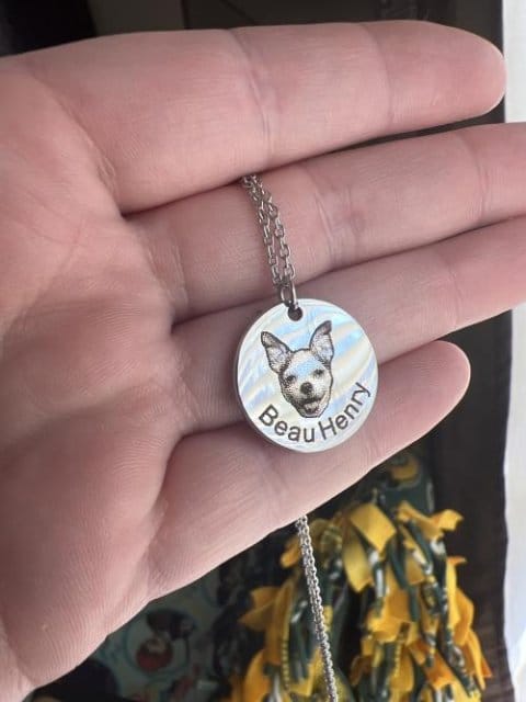 Customer photo review of Custom Pet Portrait Necklace
