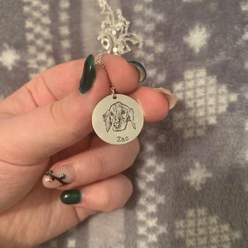 Customer photo review of Custom Pet Portrait Necklace