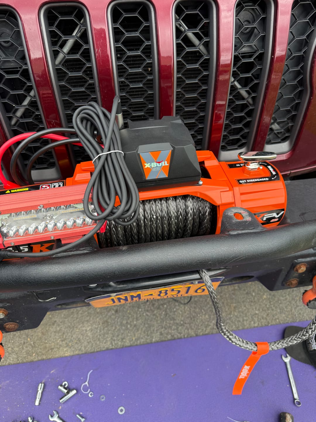 Customer photo review of X-BULL Electric Winch XPV 14500 LBS 12V Synthetic Rope SUV Jeep Truck 4WD Orange