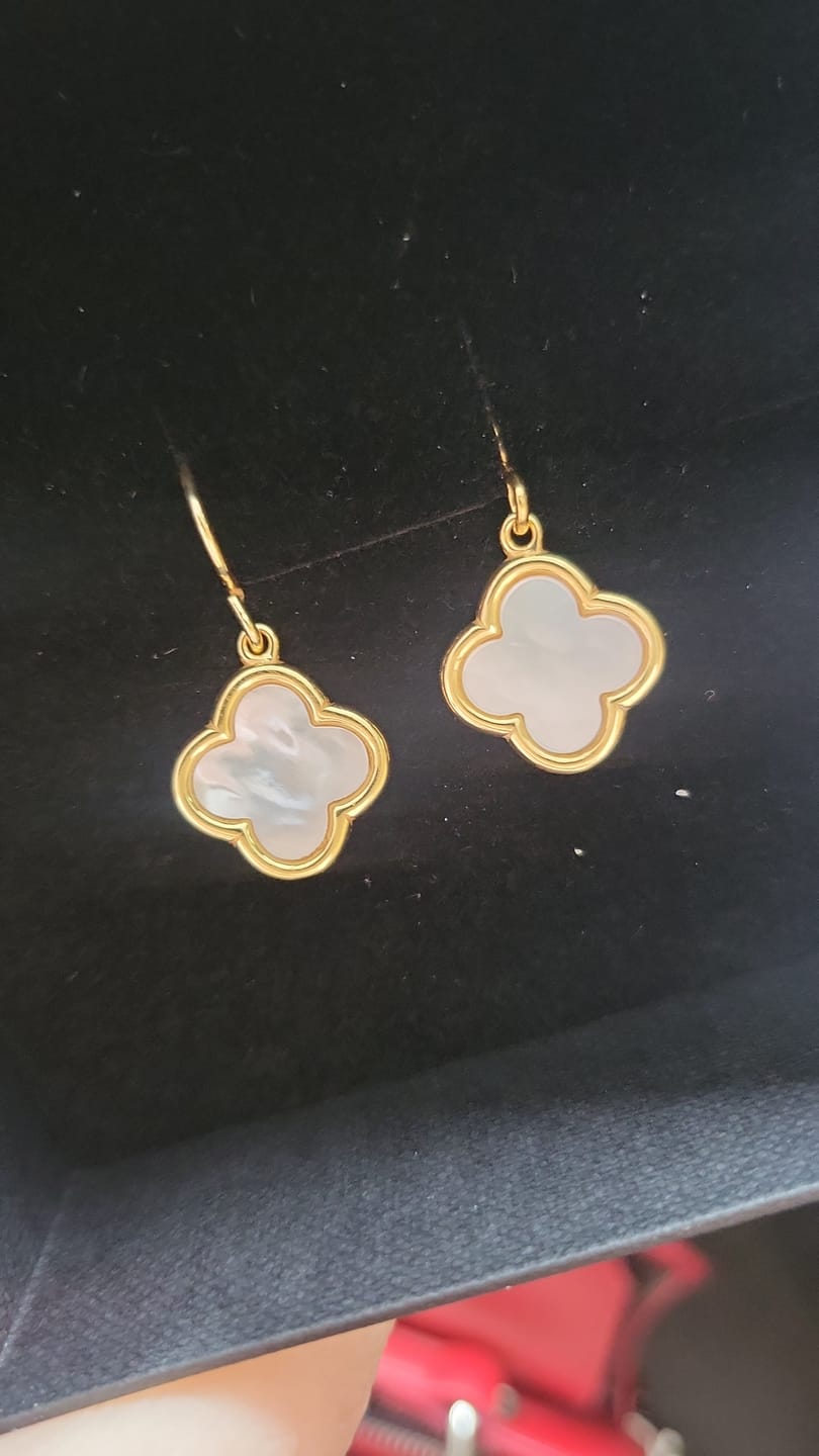 Customer photo review of Clover Earrings with Mother of Pearl