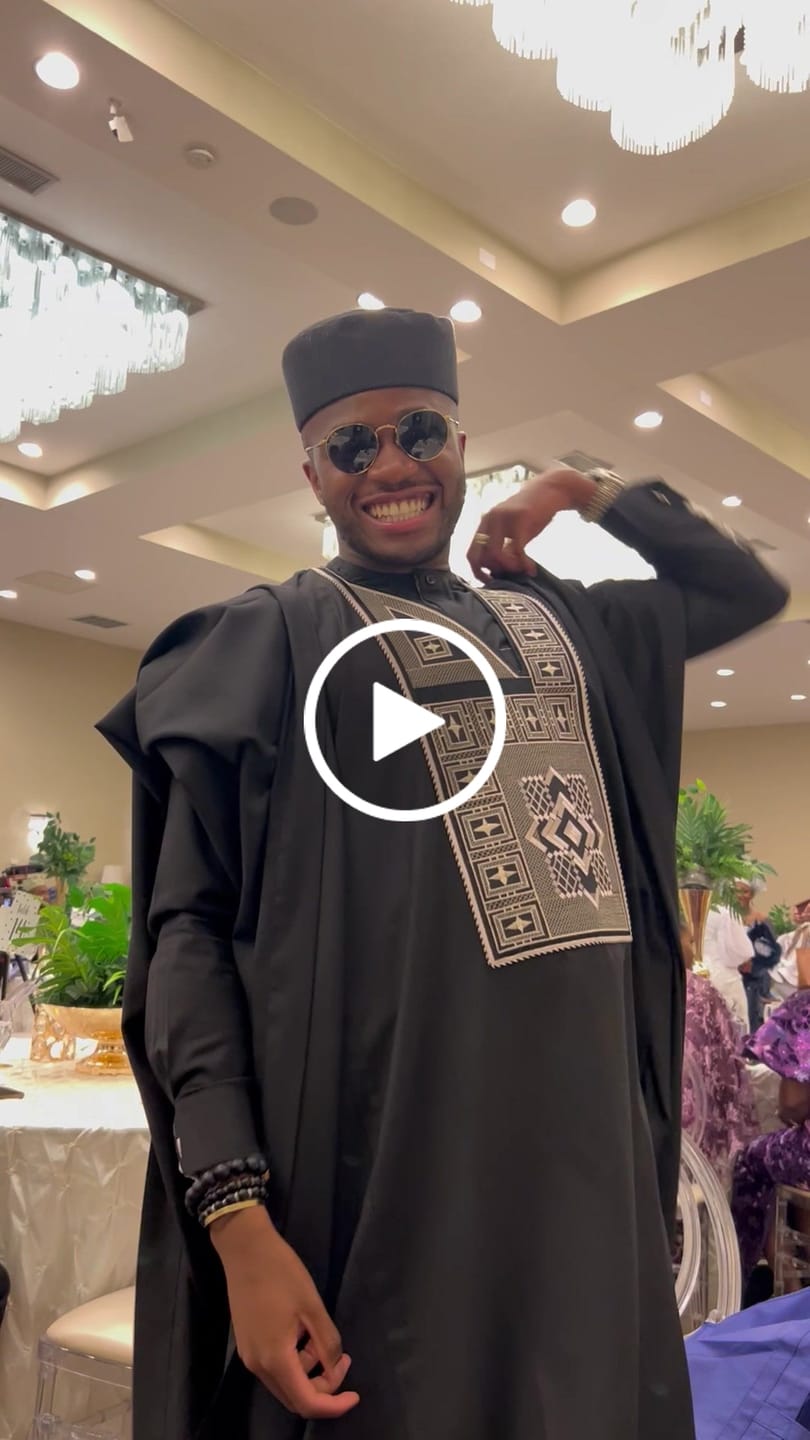 Customer video review of Black Landscape Agbada