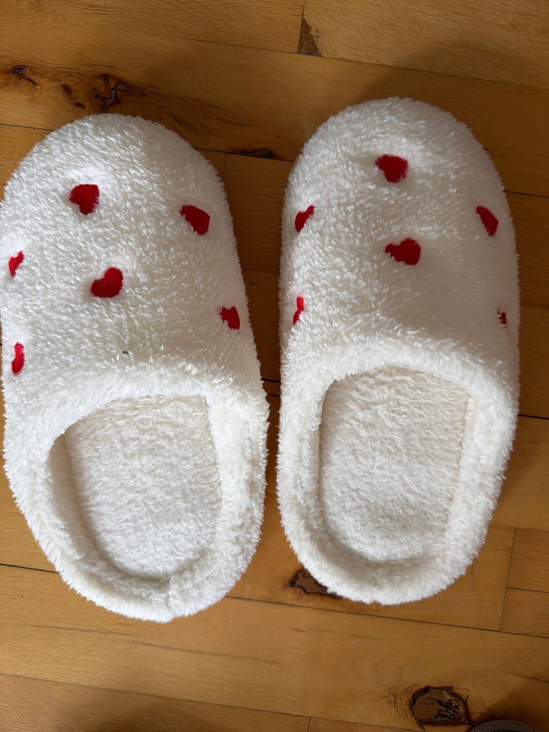 Customer photo review of Mini Hearts Plush Slippers